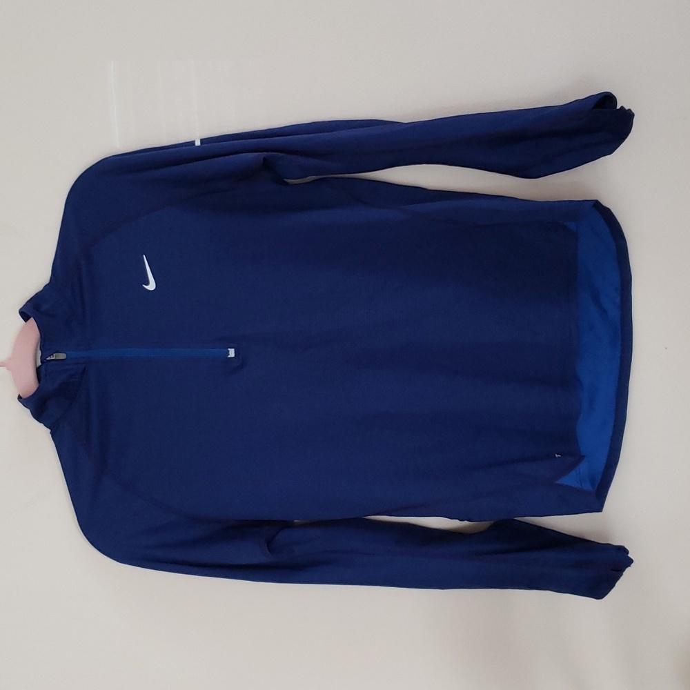 Nike royal blue dri-fit athletic workout long sleeve top, quarter zip, women med